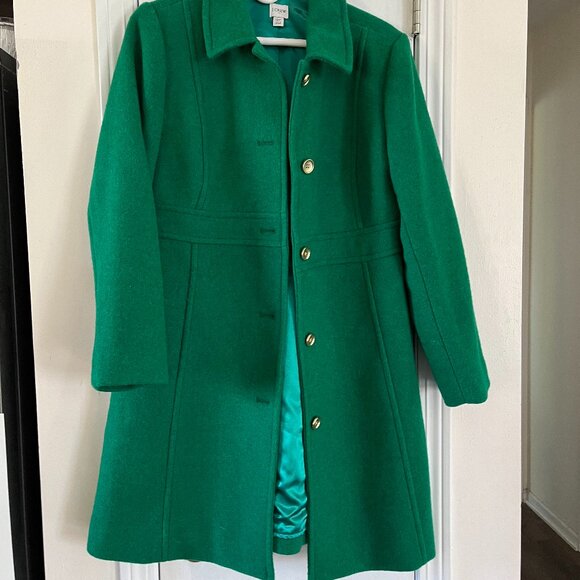 Green J Crew Lady Day Coat - Picture 1 of 2